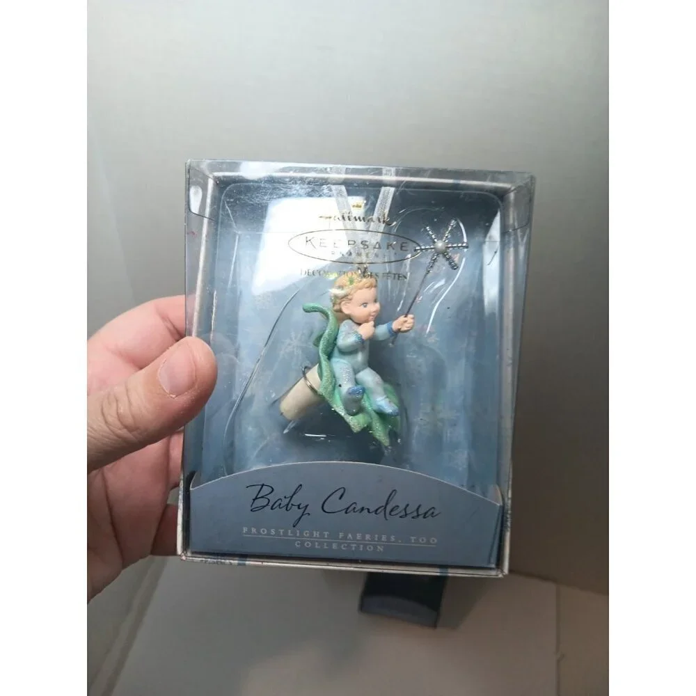 Lot of 2 Hallmark FrostLight Faeries Fiber-Optic Christmas Ornaments 2002